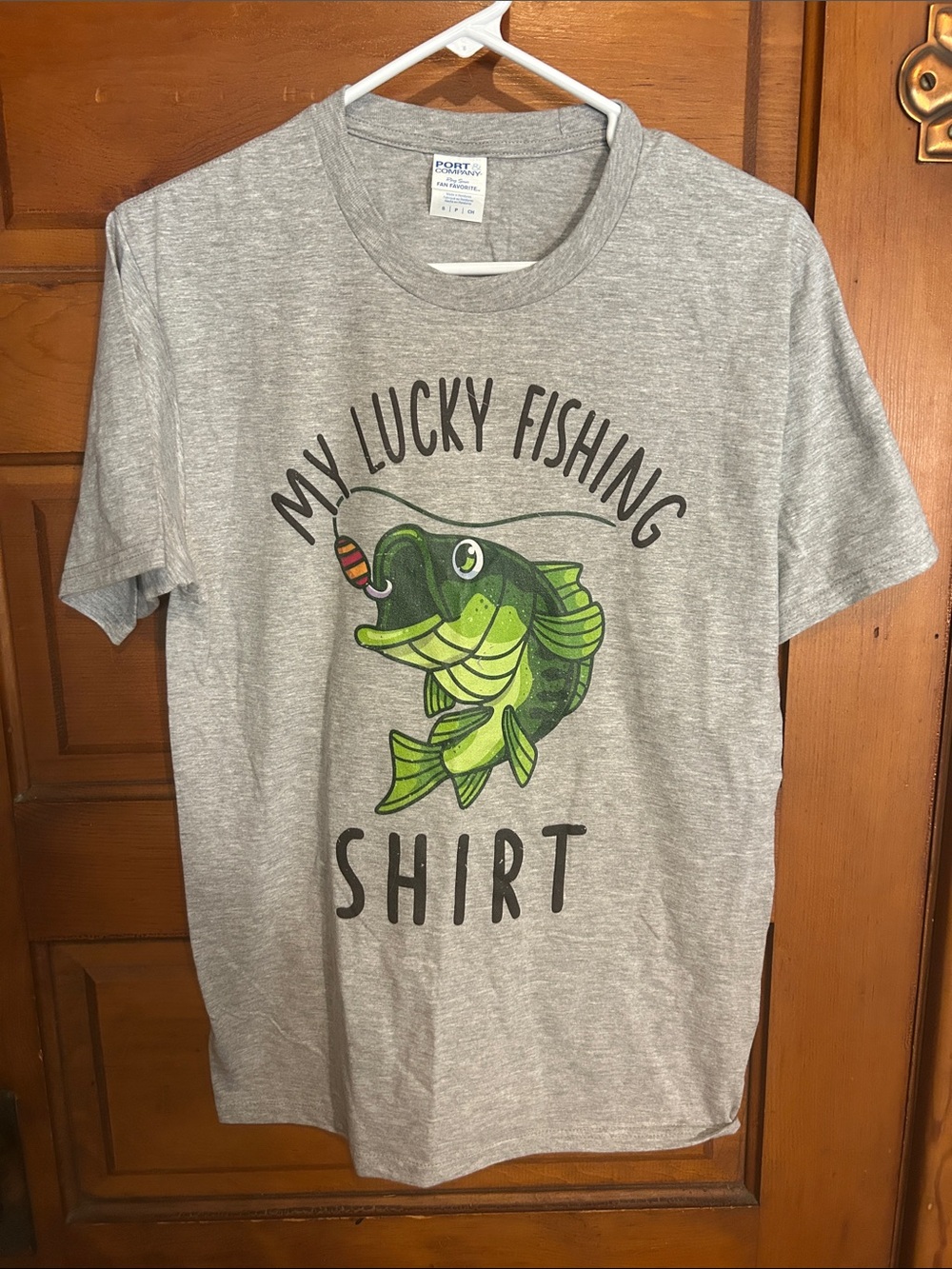 My Lucky Fishing Shirt - Gray with Green Fish Graphic
